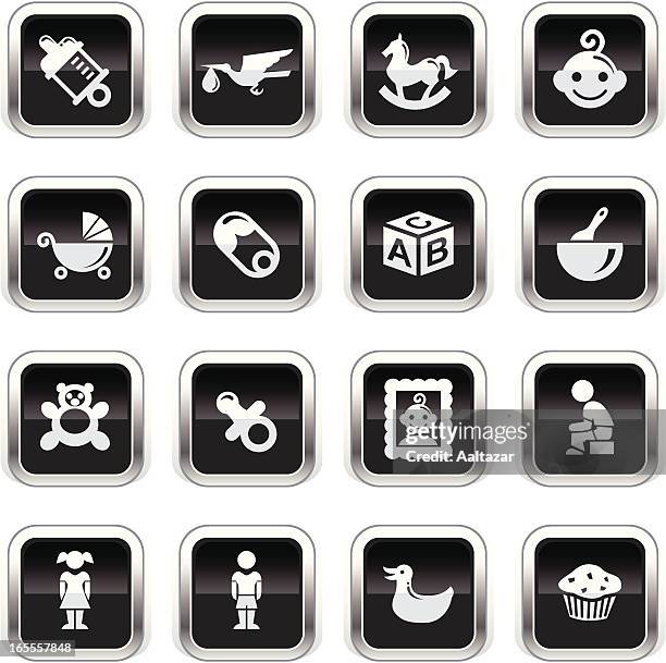 supergloss black icons - baby - child potty stock illustrations