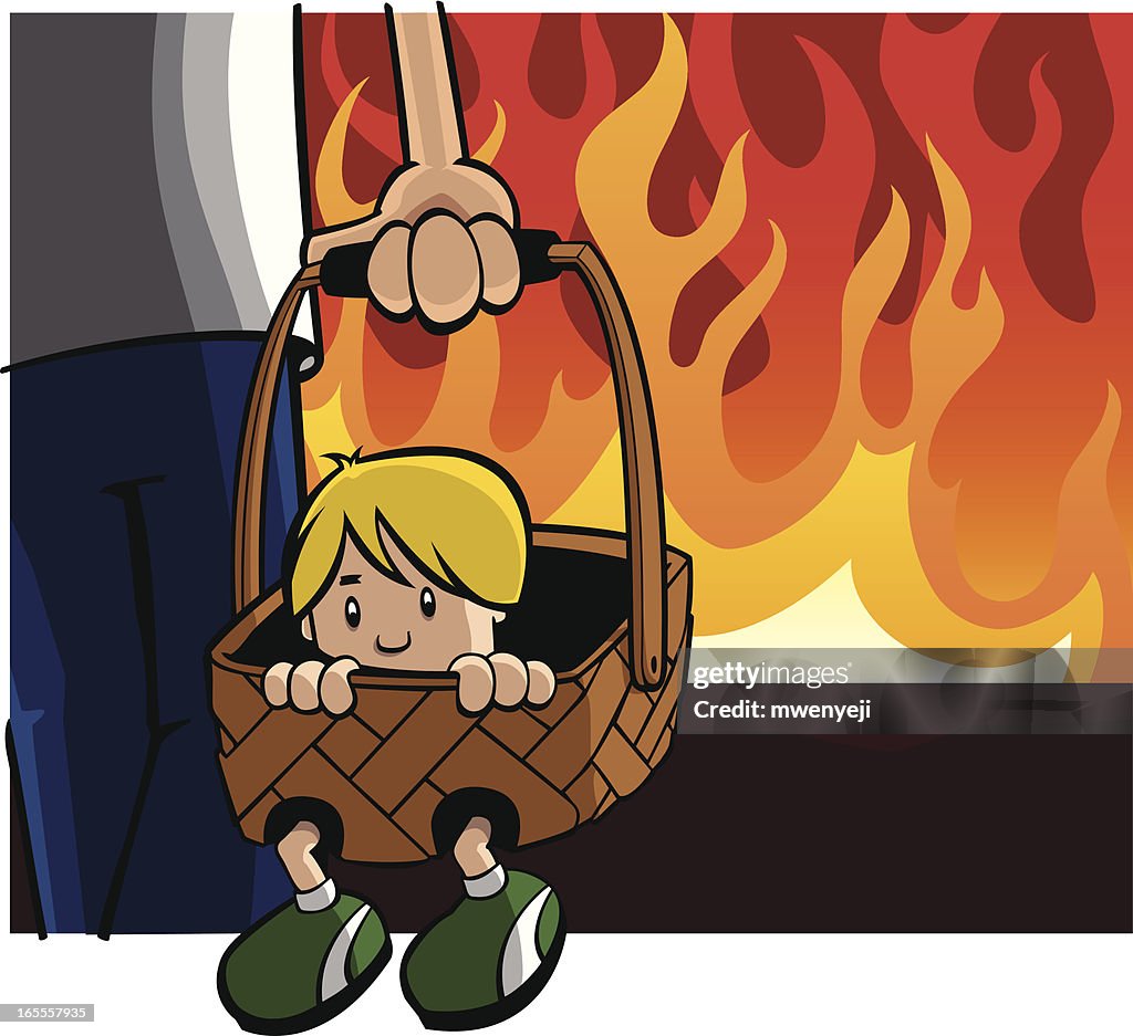 Boy being carried to hell in a handbasket