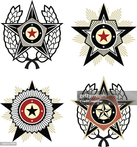 ilustrações de stock, clip art, desenhos animados e ícones de propaganda estilo emblemas - insignia símbolo