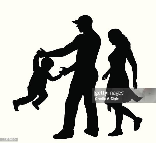 weeeeee! vector silhouette - family swing stock illustrations