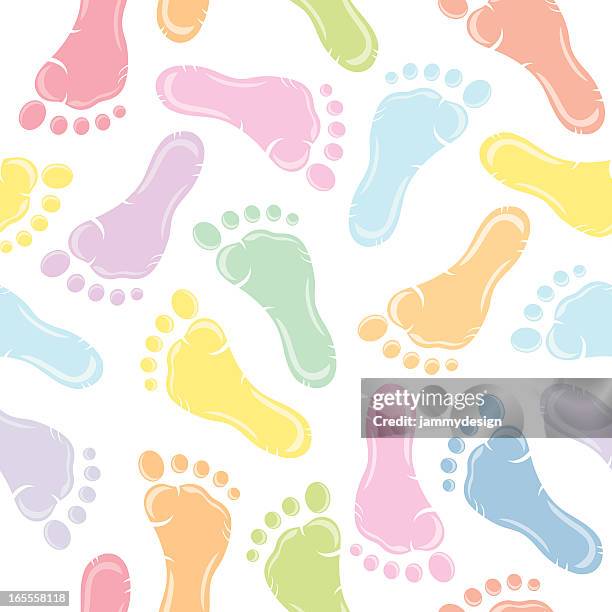 baby-fußabdruck nahtlose muster - baby background pattern stock-grafiken, -clipart, -cartoons und -symbole