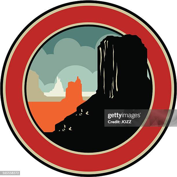 monument valley emblem - monument valley stock illustrations