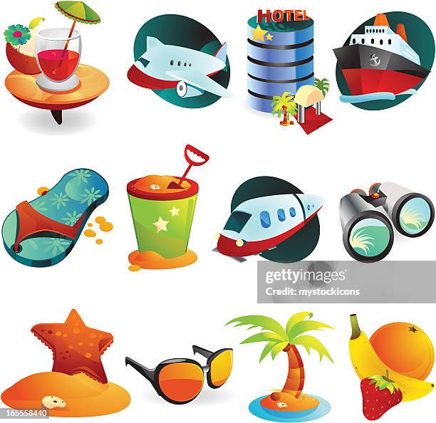 stockillustraties, clipart, cartoons en iconen met travel &amp; vacation web icons - toeristentrein