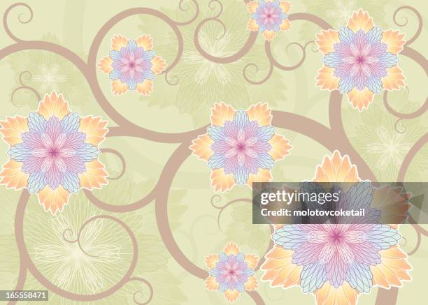 retro flowers - twisted vine stock illustrations
