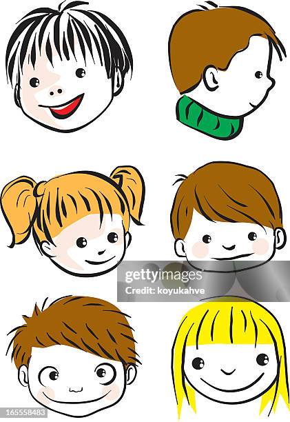 kid heads - different generations together stock illustrations