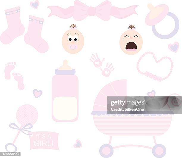 baby girl elements - socks isolated stock illustrations