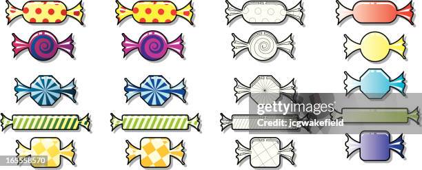 sweets in wrappers - candy wrapper stock illustrations
