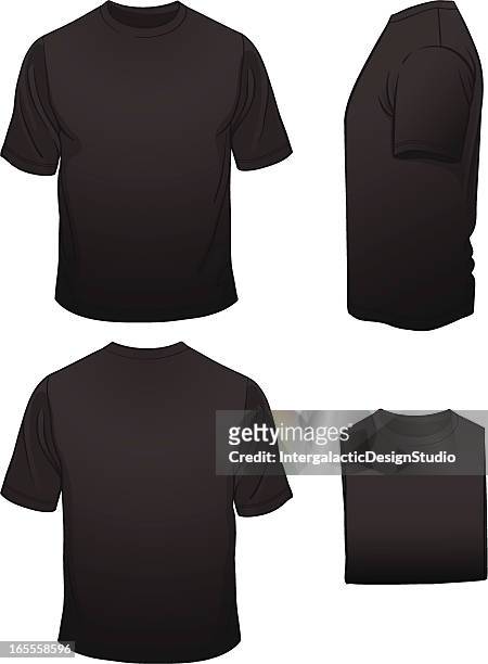 herren leer schwarz shirt in vier ausblick - t shirt stock-grafiken, -clipart, -cartoons und -symbole