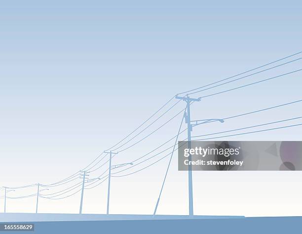 powerlines - utility pole stock illustrations