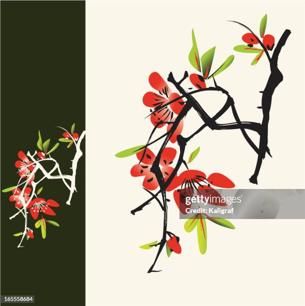 oriental style painting, vector illustration - east branch stock illustrations