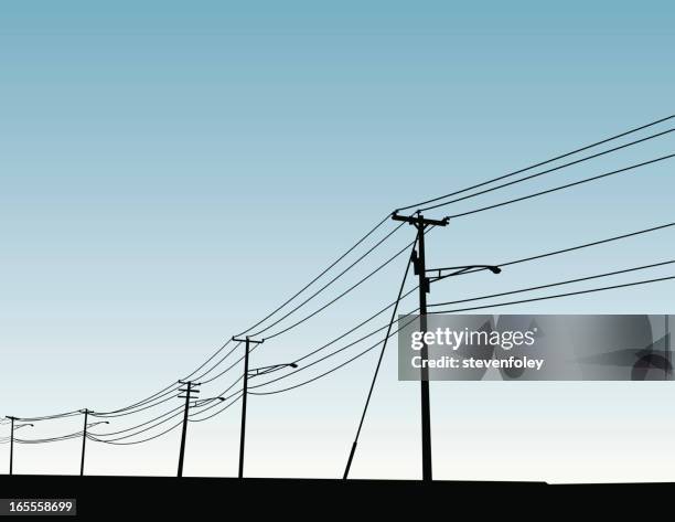 powerlines - telephone pole stock illustrations