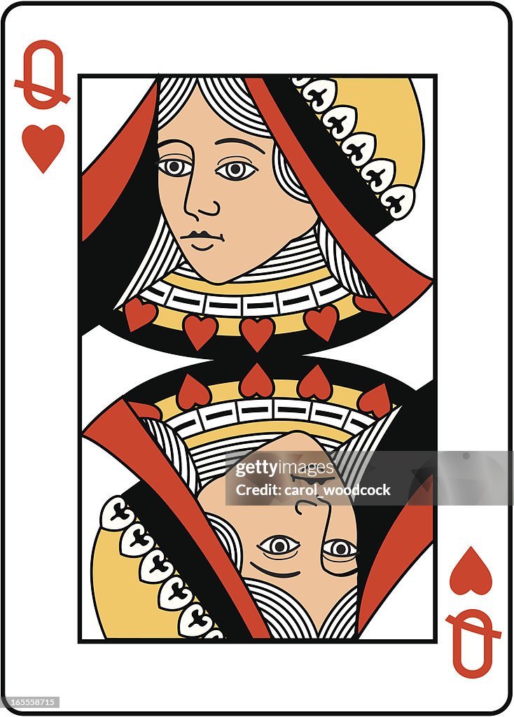Queens head, Heart Suit playing card.