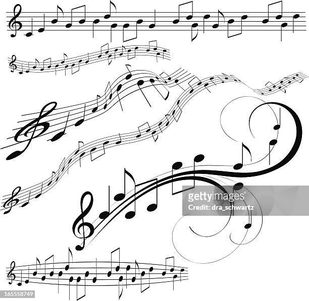 decorative music note - musical staff stock illustrations