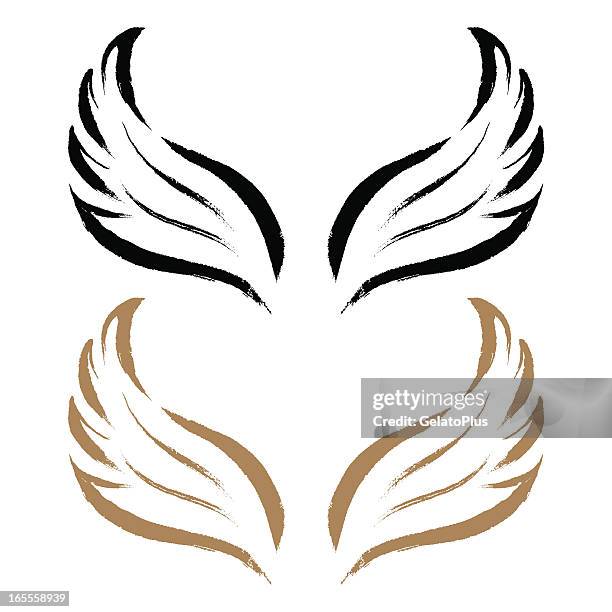 pinselstrich-flügel - engel stock-grafiken, -clipart, -cartoons und -symbole