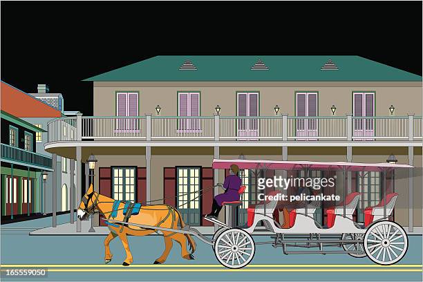 french quarter with carriage at night - french quarter 幅插畫檔、美工圖案、卡通及圖標