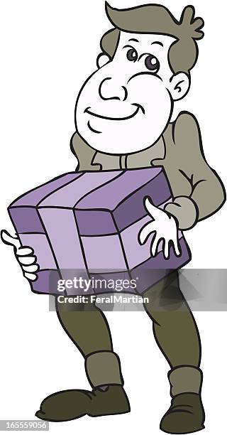 gift guy - man wrapping presents stock illustrations