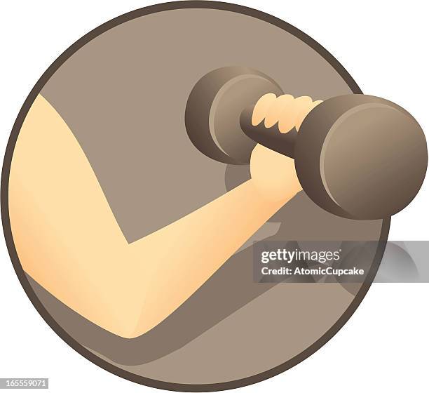 ilustrações, clipart, desenhos animados e ícones de homem dos desenhos animados fazendo bicep curl - hand weight