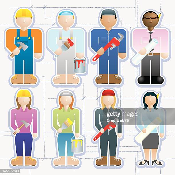 construction team - plumber tools background stock illustrations