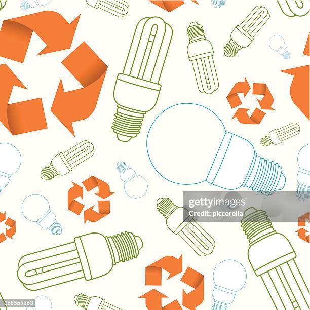 seamless light bulb / recycle pattern. - fluorescent pattern stock illustrations