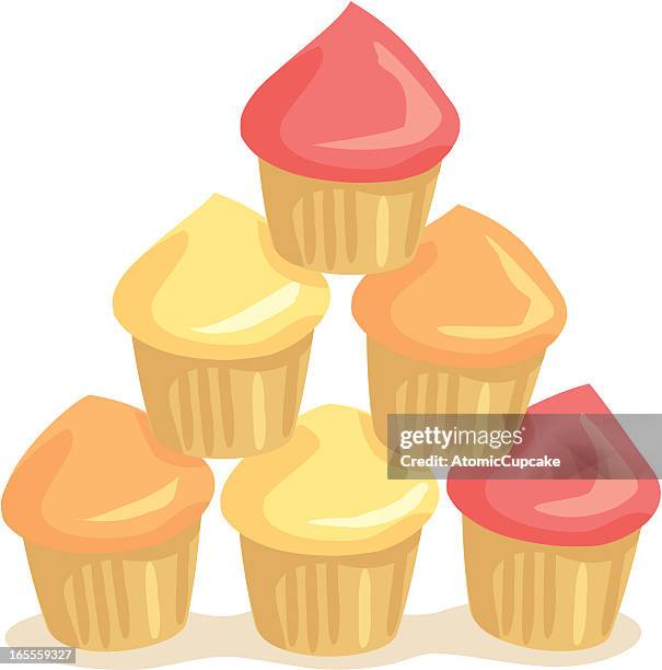 cupcake tower - orange cupcake stock illustrations