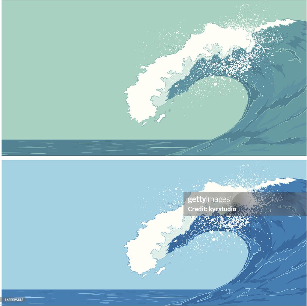 2 Color Wave Two Photos Depicting A Wave In Different Colors High-Res Vector Graphic ...