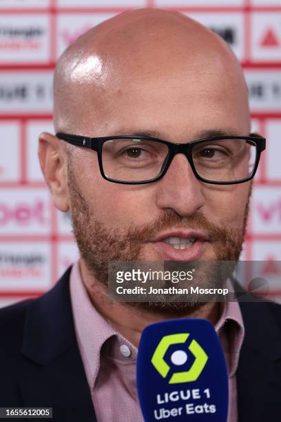 Thiago Scuro AS Monaco Director of Sport is interviewed prior to the Ligue 1 Uber Eats match between AS Monaco and RC Lens at Stade Louis II on...