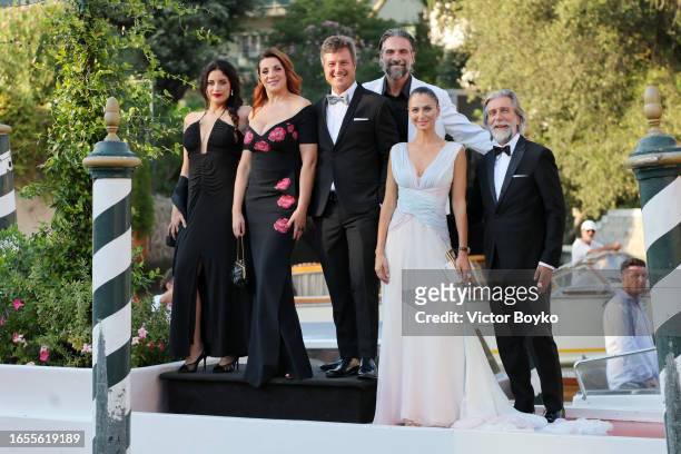 Elena Di Cioccio, Luca Calvani, Anna Safroncik, and guest arrive at the 80th Venice International Film Festival 2023 on September 02, 2023 in Venice,...