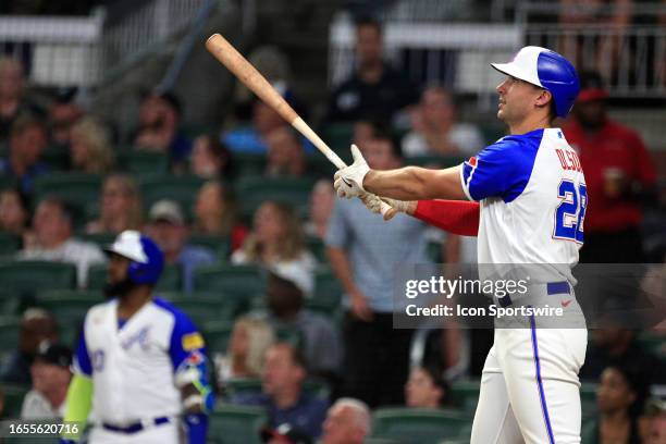 Atlanta Braves first baseman Matt Olson hits a home run during the MLB game between the Pittsburg Pirates and the Atlanta Braves on September 09,...