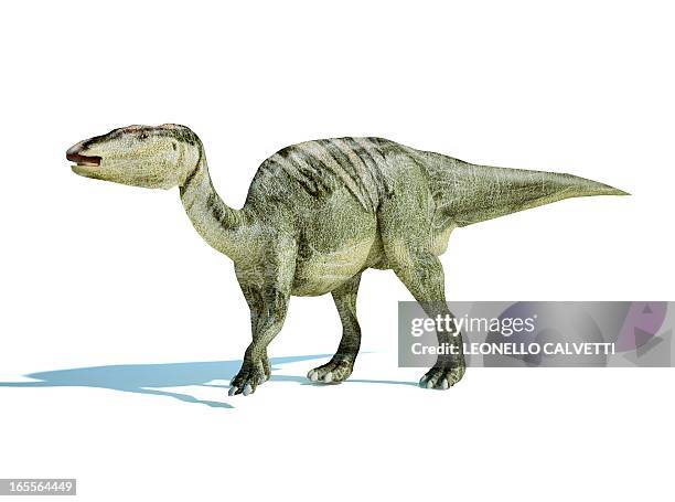 stockillustraties, clipart, cartoons en iconen met edmontosaurus dinosaur, artwork - hadrosaurid