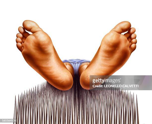 bed of nails, artwork - pointed foot stock illustrations