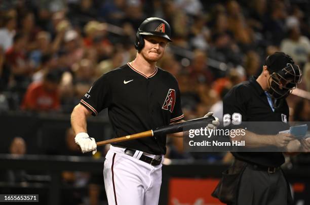 Pavin Smith of the Arizona Diamondbacks gets ready to step into the batters box against the Baltimore Orioles at Chase Field on September 01, 2023 in...