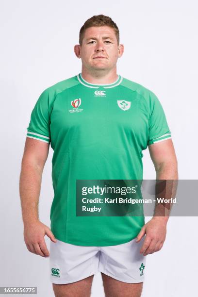 Tadhg Furlong of Ireland poses for a portrait during the Ireland Rugby World Cup 2023 Squad photocall on September 01, 2023 in Tours, France.