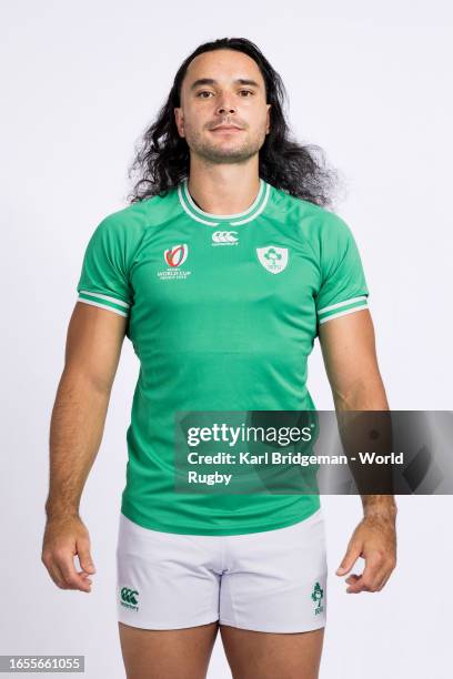 James Lowe of Ireland poses for a portrait during the Ireland Rugby World Cup 2023 Squad photocall on September 01, 2023 in Tours, France.