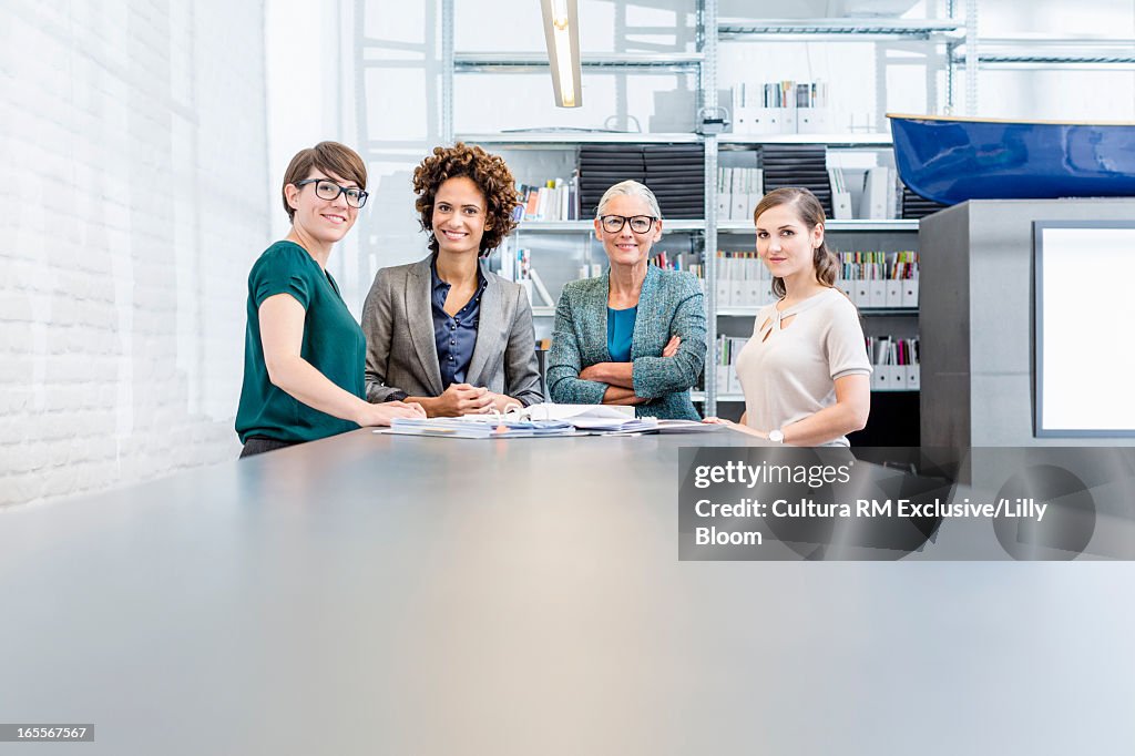 Businesswomen smiling in office