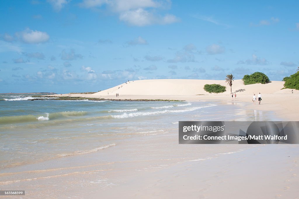 Waves washing up on tropical beach