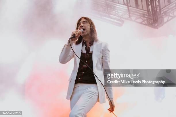 Bobby Gillespie of Primal Scream performs on stage at Forwards Festival 2023 at The Downs on September 02, 2023 in Bristol, England.