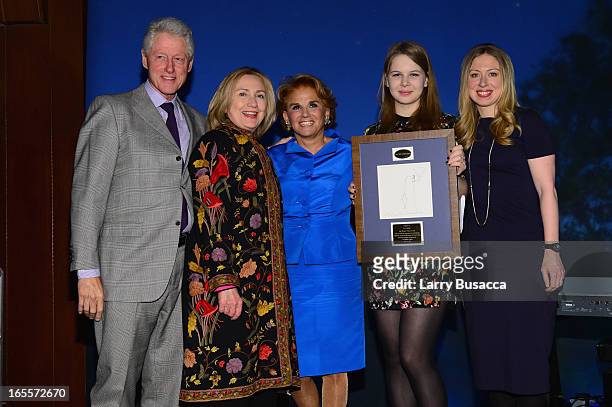 Former US President Bill Clinton, Former US Secretary of State Hillary Clinton, Liz Robbins, Robin Robbins and Chelsea Clinton attend SeriousFun...
