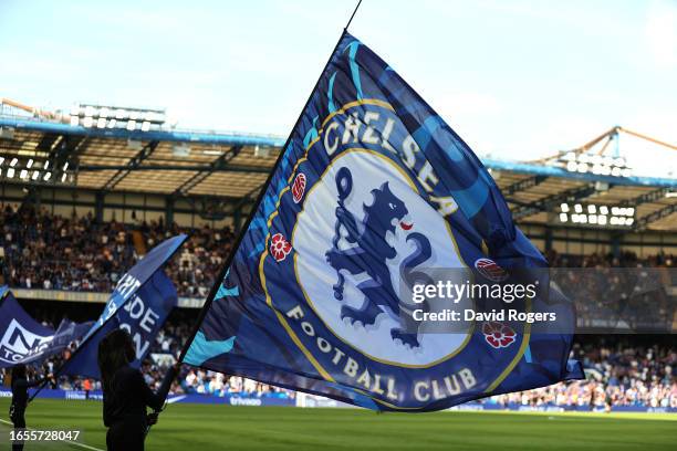 Chelsea flags during the Premier League match between Chelsea FC and Nottingham Forest at Stamford Bridge on September 02, 2023 in London, England.