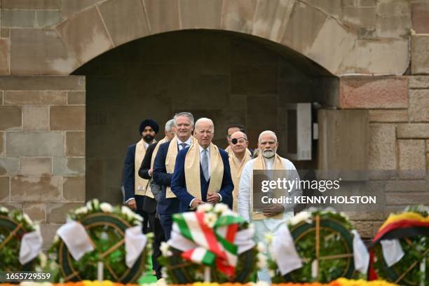 India's Prime Minister Narendra Modi , US President Joe Biden , German Chancellor Olaf Scholz along with world leaders arrive to pay respect at the...