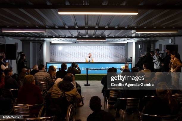 Marcelo Bielsa coach of Uruguay speaks during a press conference ahead of FIFA World Cup 2026 Qualifier match against Chile on September 02, 2023 in...