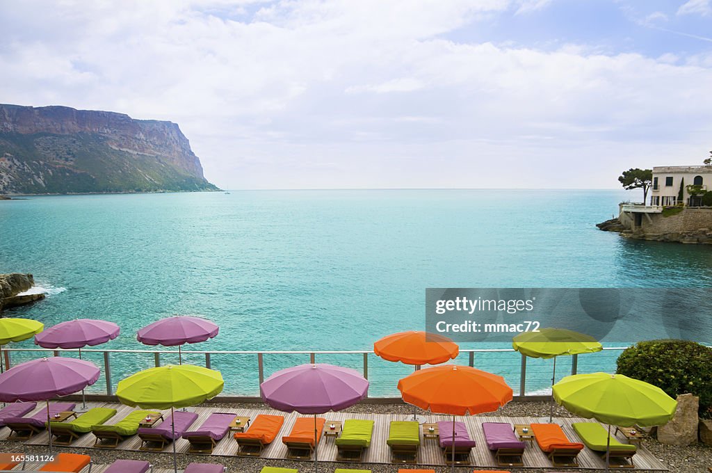 Beach with Parasol in Cassis, France