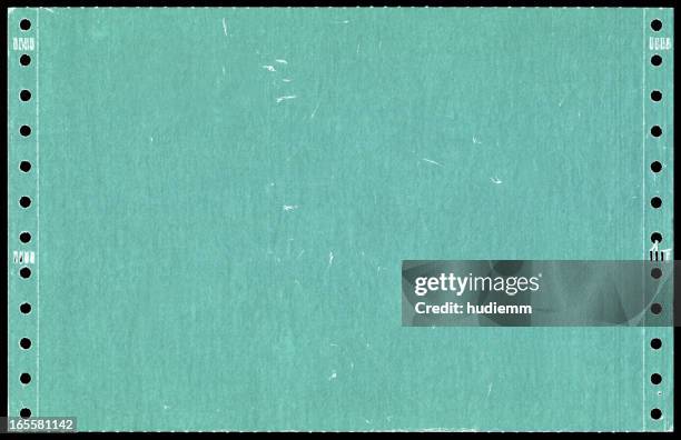 green dot matrix printer paper background textured - vintage paper stock pictures, royalty-free photos & images