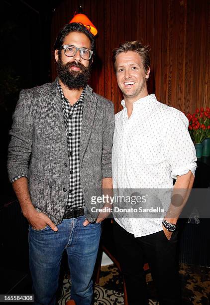 Greg Chait and Nick Mathers attend Vogue's "Triple Threats" dinner hosted by Sally Singer and Lisa Love at Goldie's on April 3, 2013 in Los Angeles,...