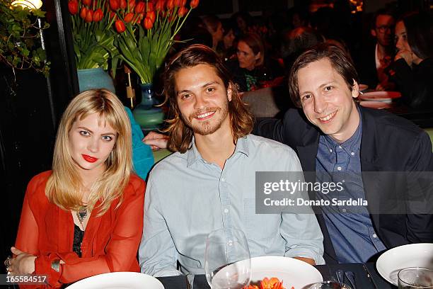 Actors Daveigh Chase, Luke Grimes, and director Jacob Brown attend Vogue's "Triple Threats" dinner hosted by Sally Singer and Lisa Love at Goldie's...