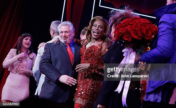 Harvey Fierstein, Cyndi Lauper, Billy Porter and cast attend the "Kinky Boots" Broadway Opening Night at the Al Hirschfeld Theatre on April 4, 2013...