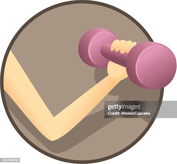 cartoon woman doing bicep curl - bicep stock illustrations