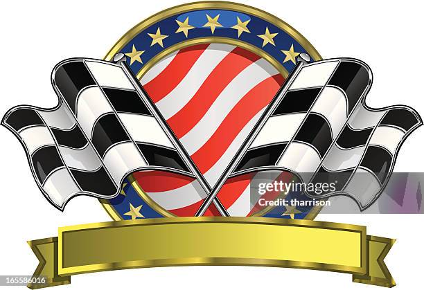 stockillustraties, clipart, cartoons en iconen met vector checkered flag logo - checkered race flag