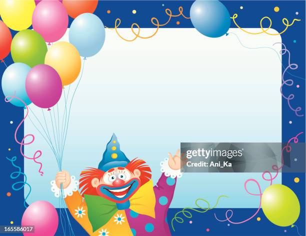 Greeting Card With Clown And Balloons High-Res Vector Graphic