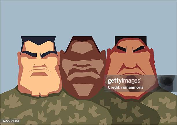 soldiers - crew cut stock illustrations