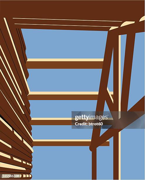 log cabin unfinished - work in progress board stock illustrations